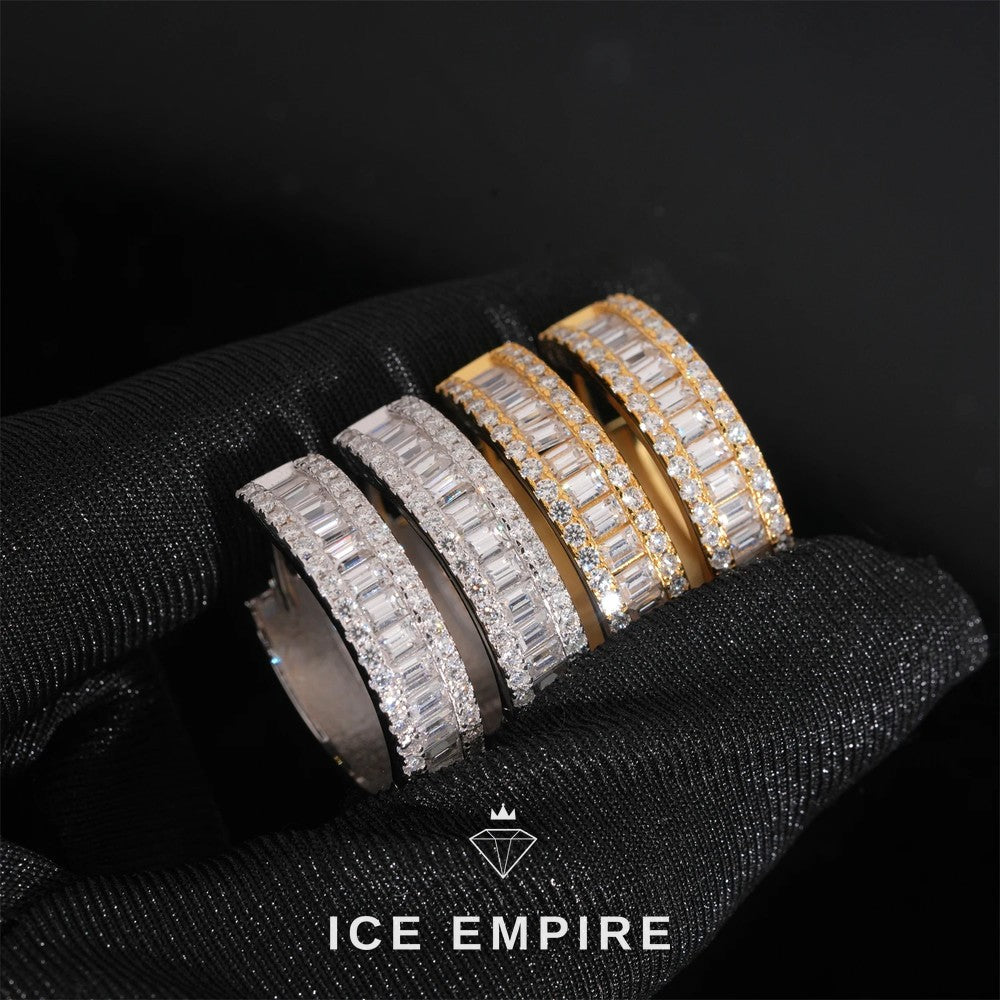 Iced Out Baguette Rose Gold Plated Moissanite Hoop Earrings