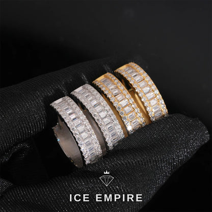 Iced Out Baguette Rose Gold Plated Moissanite Hoop Earrings