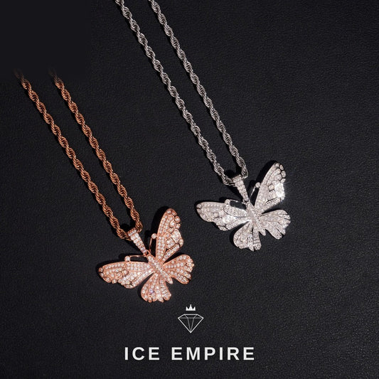 Iced Out Butterfly 925 Silver Moissanite Pendant