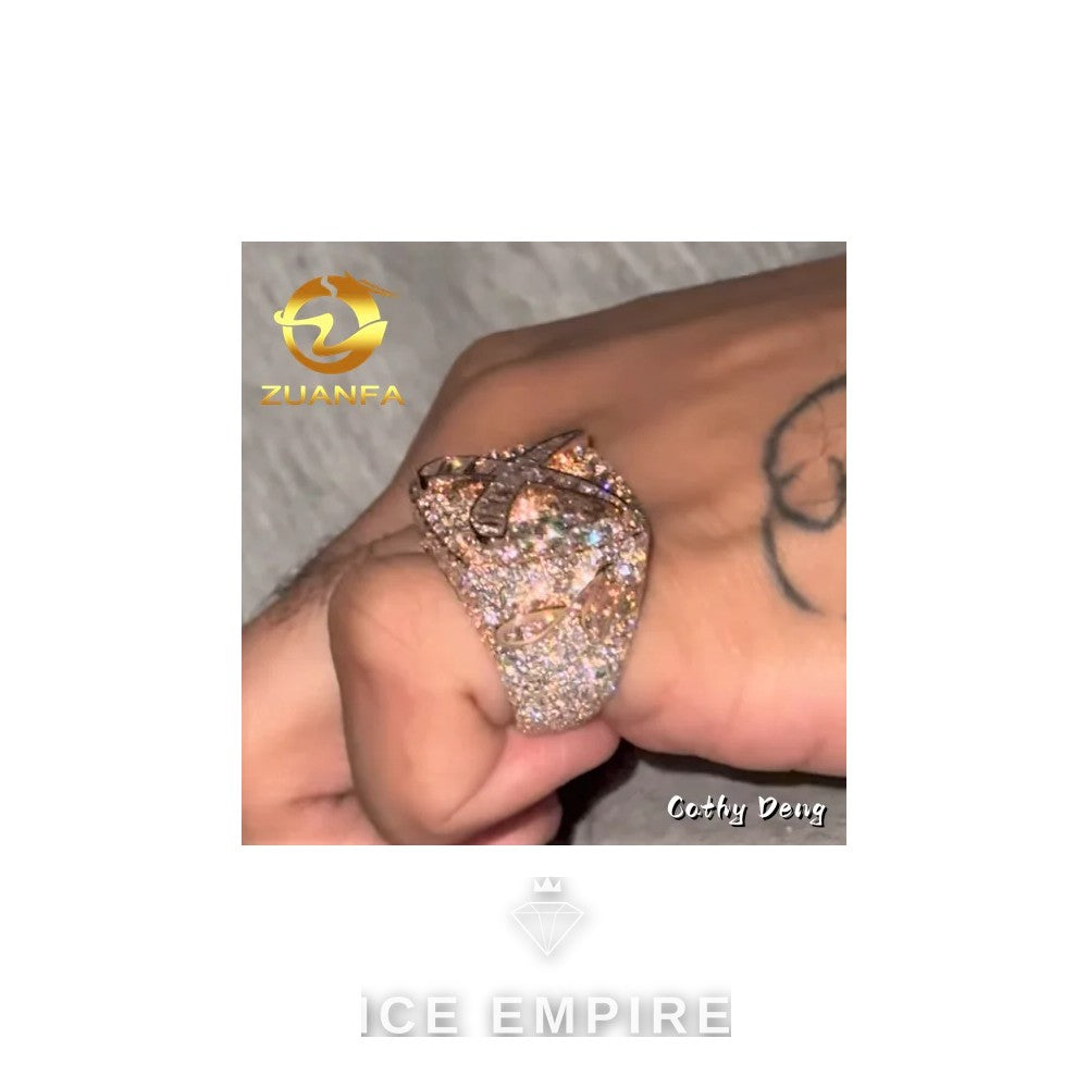 Iced Out 925 Silver Moissanite Ring