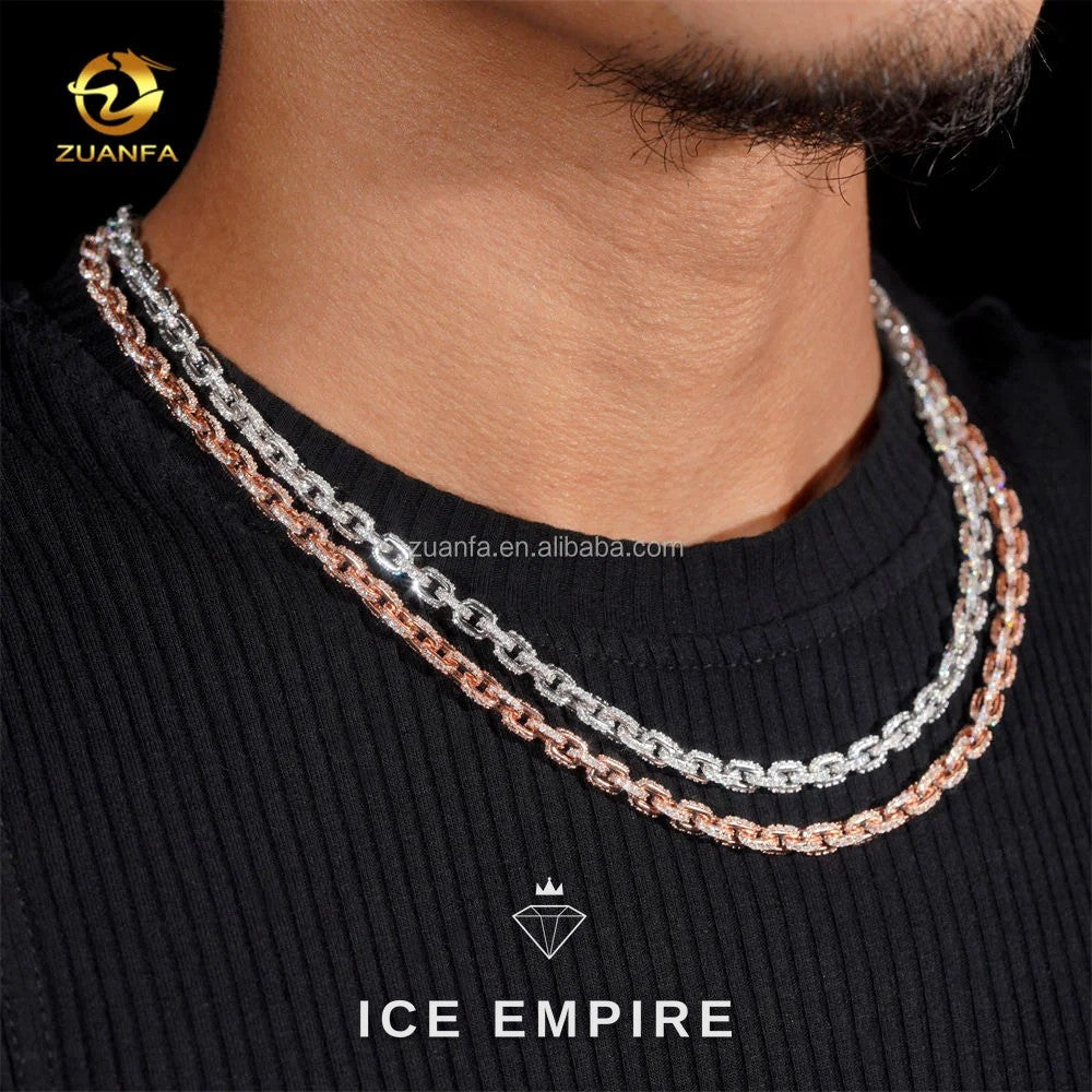 Iced Out Rose Gold Plated Moissanite Cuban Chain