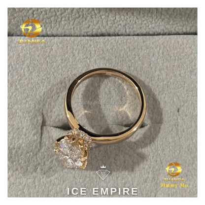 Iced Out 18K Gold Lab Grown Diamond Engagement Ring