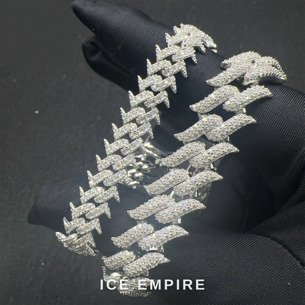 Iced Out 925 Silver Moissanite Cuban Chain