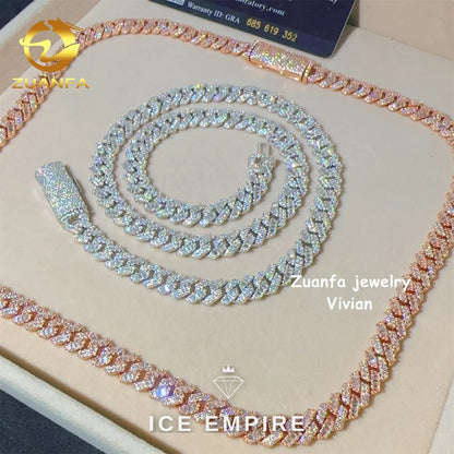 Iced Out Rose Gold Plated Moissanite Cuban Chain