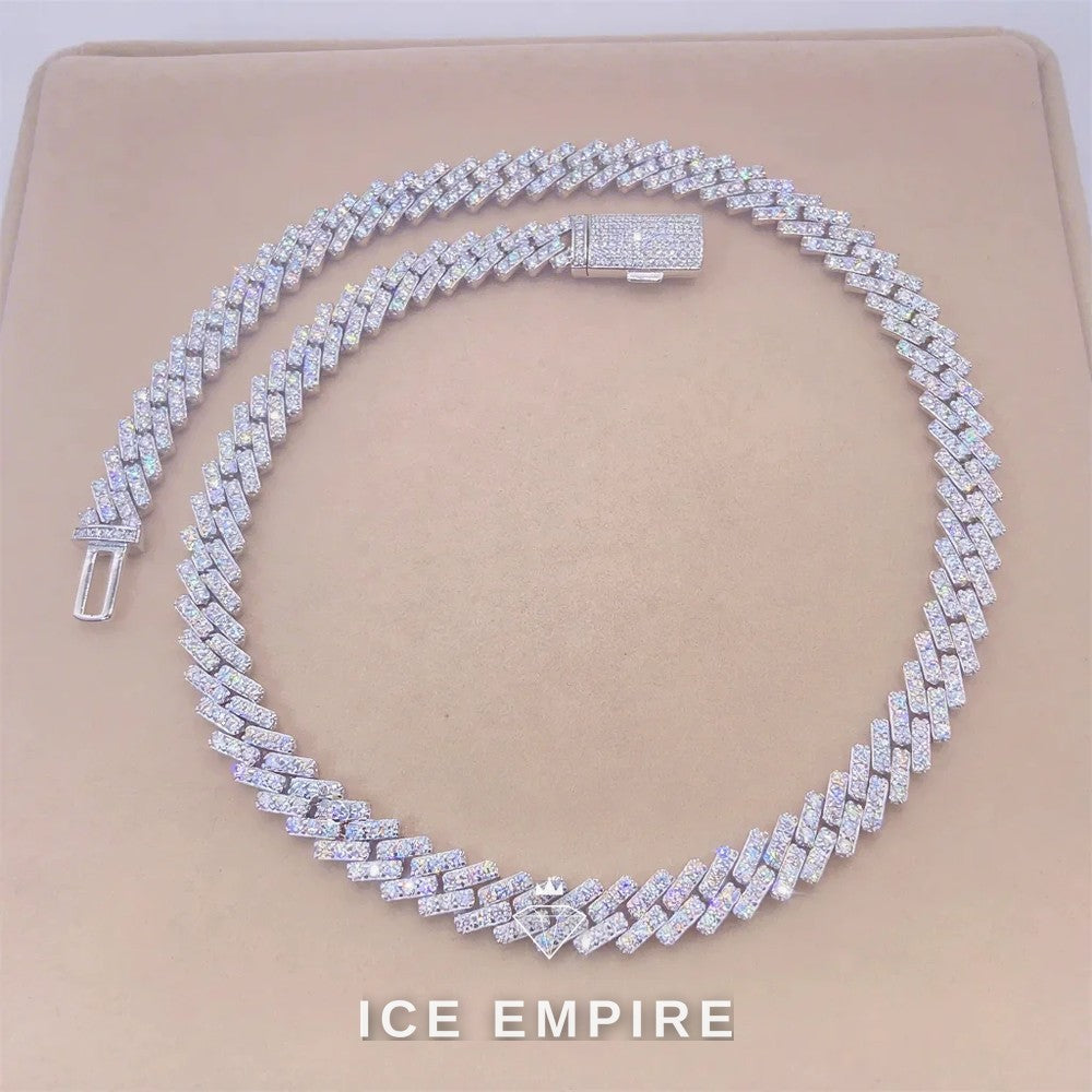Iced Out 925 Silver Moissanite Cuban Chain