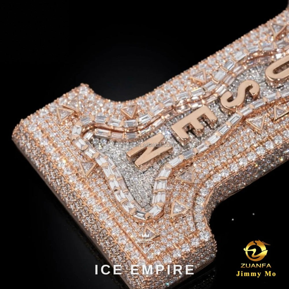 Iced Out Rose Gold Moissanite Pendant