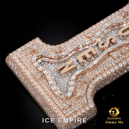 Iced Out Rose Gold Moissanite Pendant