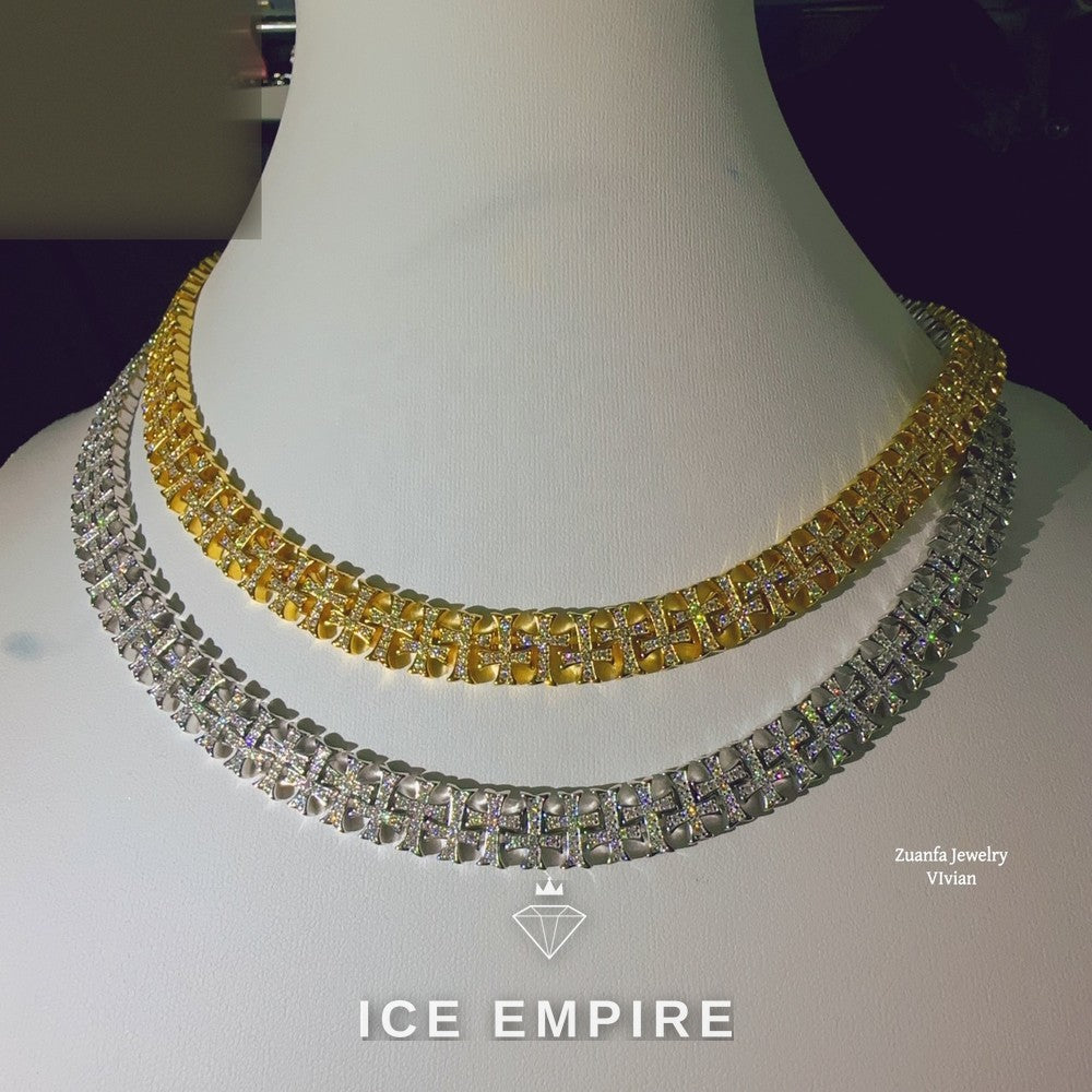 Iced Out Rose Gold Plated Moissanite Cuban Chain