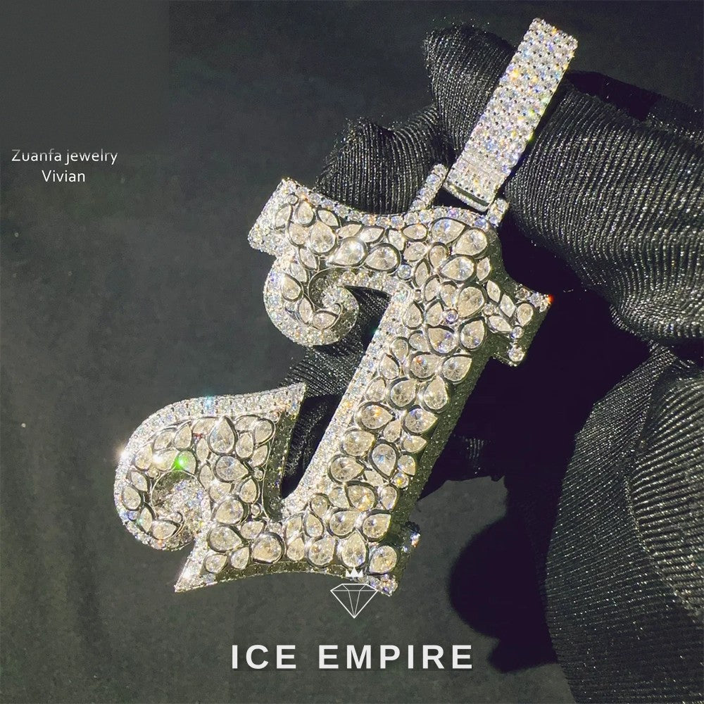 Iced Out Cross 925 Silver Moissanite Pendant