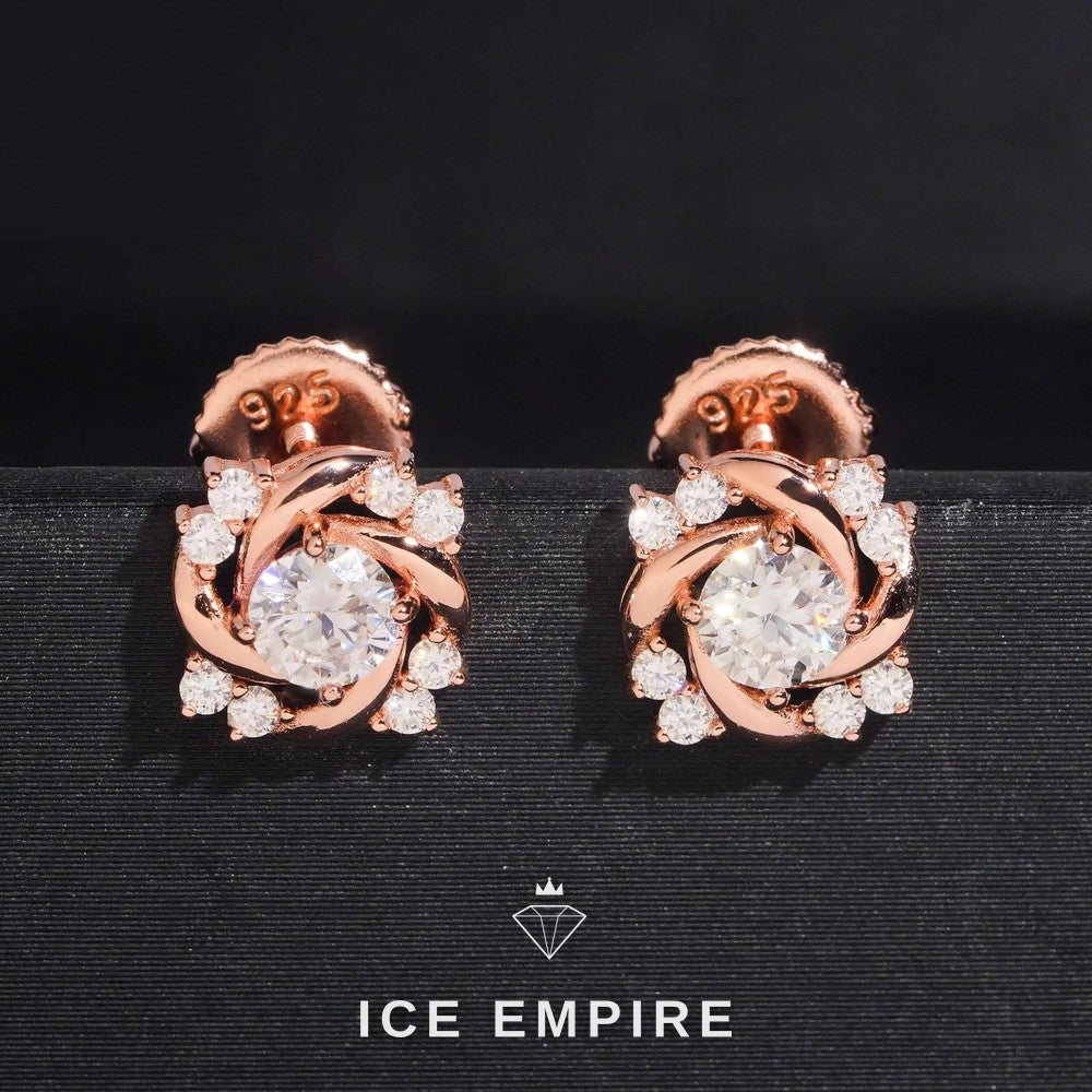 Iced Out Rose Gold Plated Moissanite Earrings