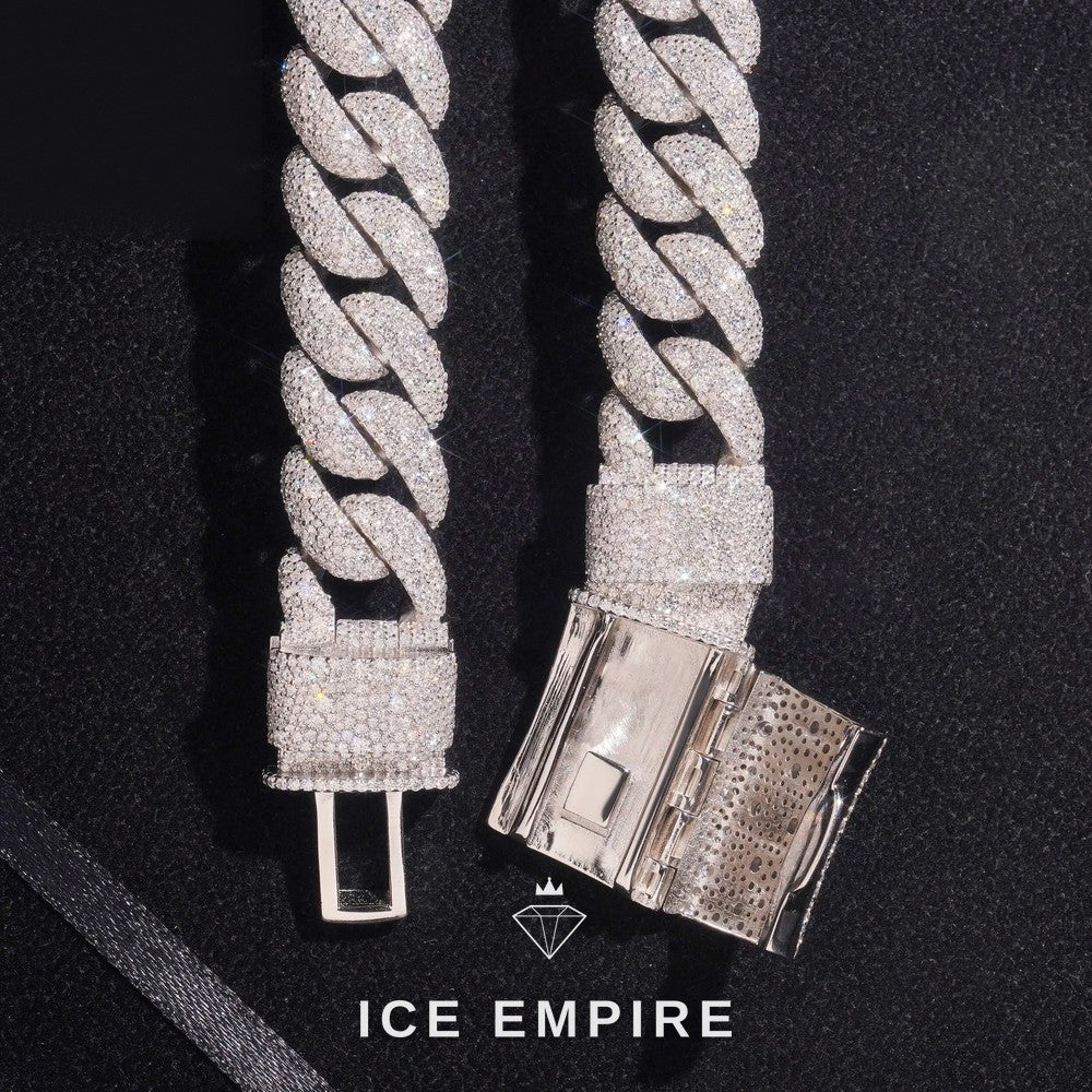 Iced Out Rose Gold Moissanite Cuban Chain