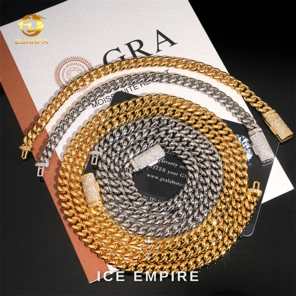 Iced Out Gold Plated Moissanite Cuban Chain