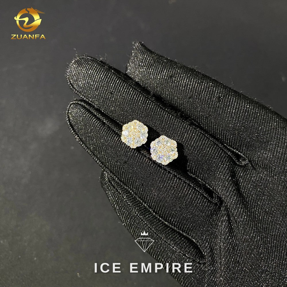Iced Out 925 Silver Moissanite Stud Earrings