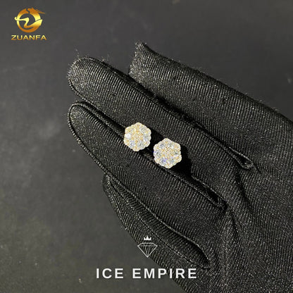 Iced Out 925 Silver Moissanite Stud Earrings