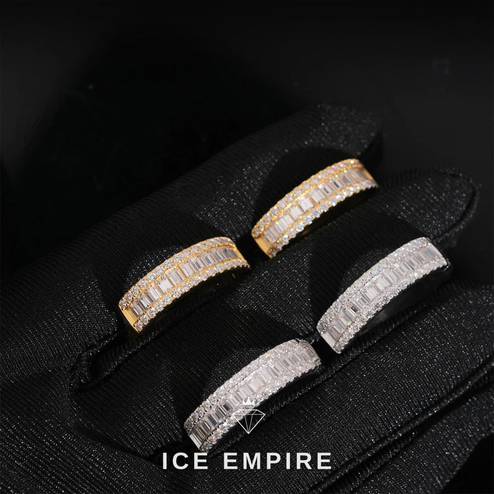 Iced Out Baguette Rose Gold Plated Moissanite Hoop Earrings