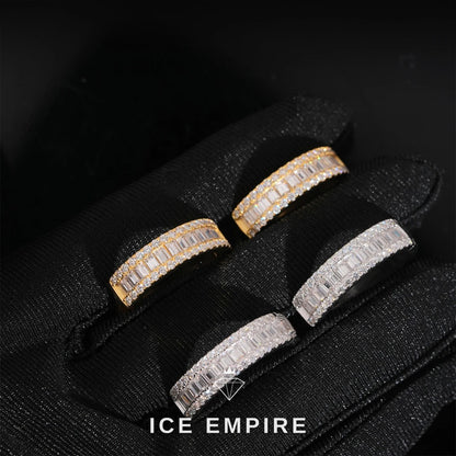 Iced Out Baguette Rose Gold Plated Moissanite Hoop Earrings