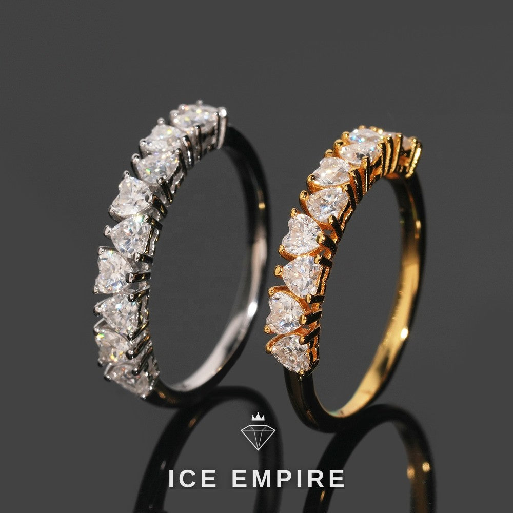 Iced Out Heart 925 Silver Moissanite Engagement Ring