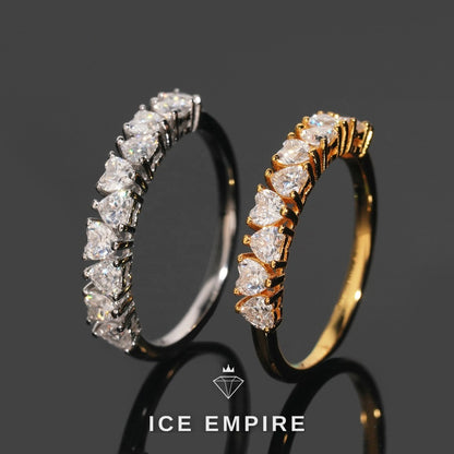 Iced Out Heart 925 Silver Moissanite Engagement Ring