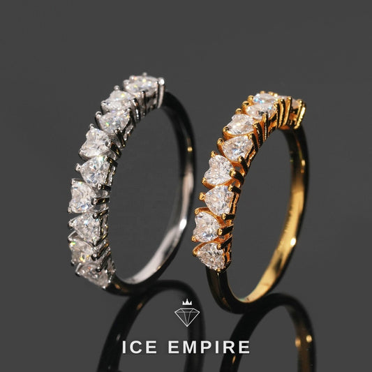 Iced Out Heart 925 Silver Moissanite Engagement Ring