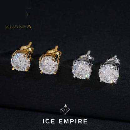 Iced Out Rose Gold Plated Moissanite Stud Earrings