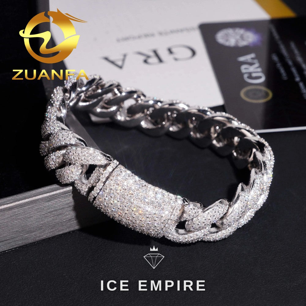 Iced Out 925 Silver Moissanite Cuban Chain