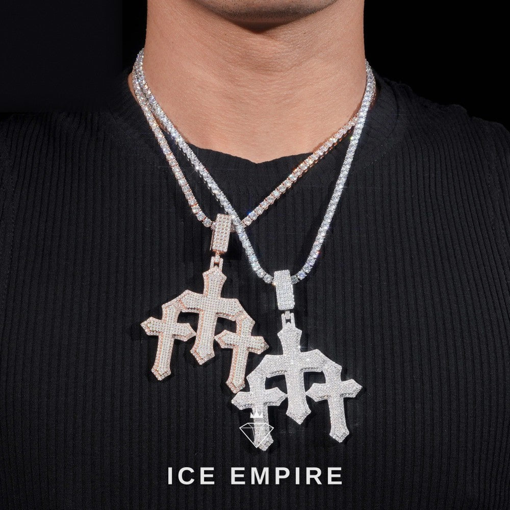 Iced Out Baguette 925 Silver Moissanite Pendant
