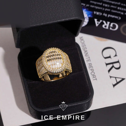 Iced Out Baguette Gold Plated Moissanite Ring