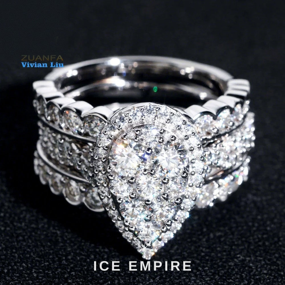 Iced Out Heart 925 Silver Moissanite Ring