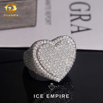 Iced Out Heart Gold Plated Moissanite Ring