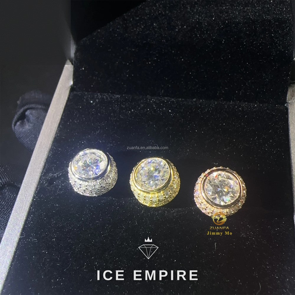 Iced Out Rose Gold Plated Moissanite Stud Earrings