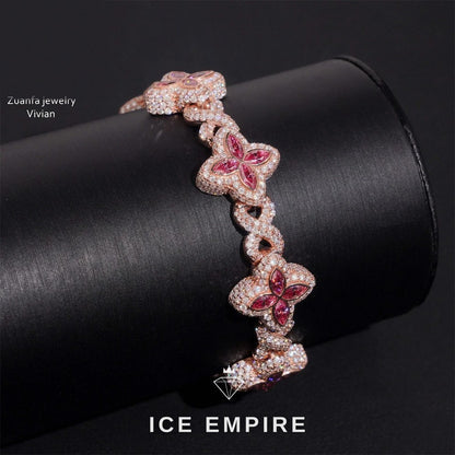 Iced Out Rose Gold Moissanite Cuban Chain