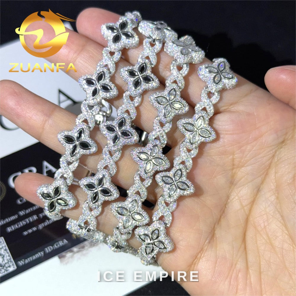 Iced Out 925 Silver Moissanite Cuban Chain