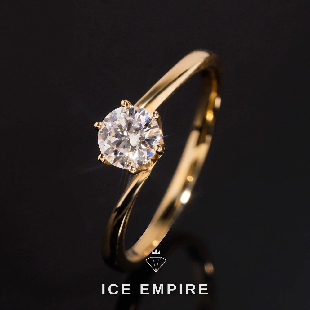 Iced Out 14K Gold Moissanite Engagement Ring