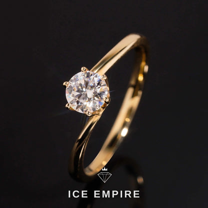 Iced Out 14K Gold Moissanite Engagement Ring