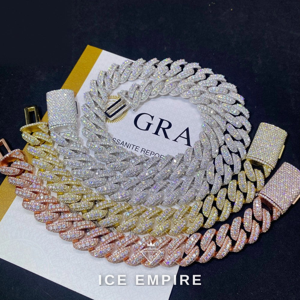 Iced Out Rose Gold Moissanite Cuban Chain