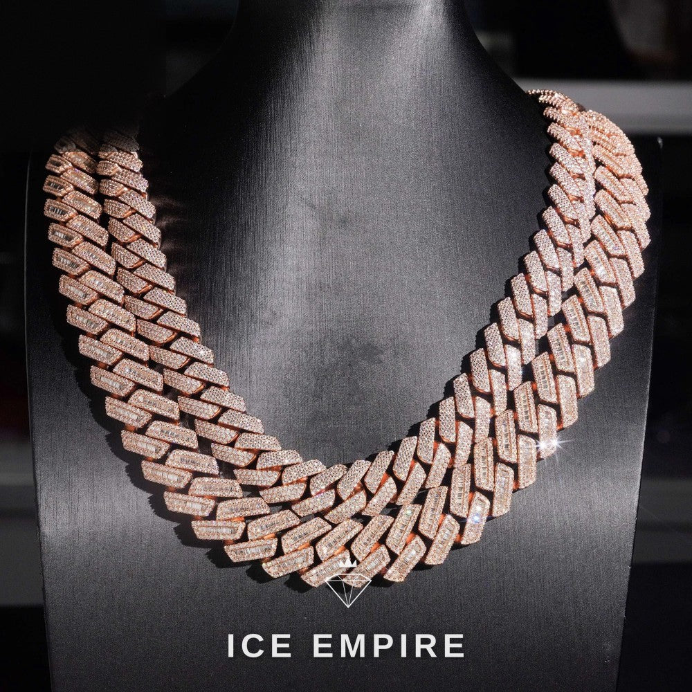 Iced Out Rose Gold Plated Moissanite Cuban Chain