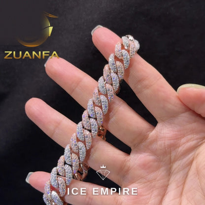 Iced Out 925 Silver Moissanite Cuban Chain