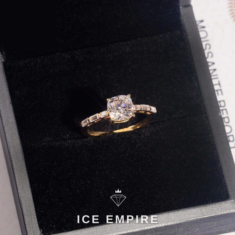 Iced Out 10K Gold Moissanite Wedding Band