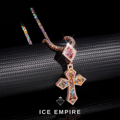 Iced Out Cluster Rose Gold Plated Moissanite Pendant