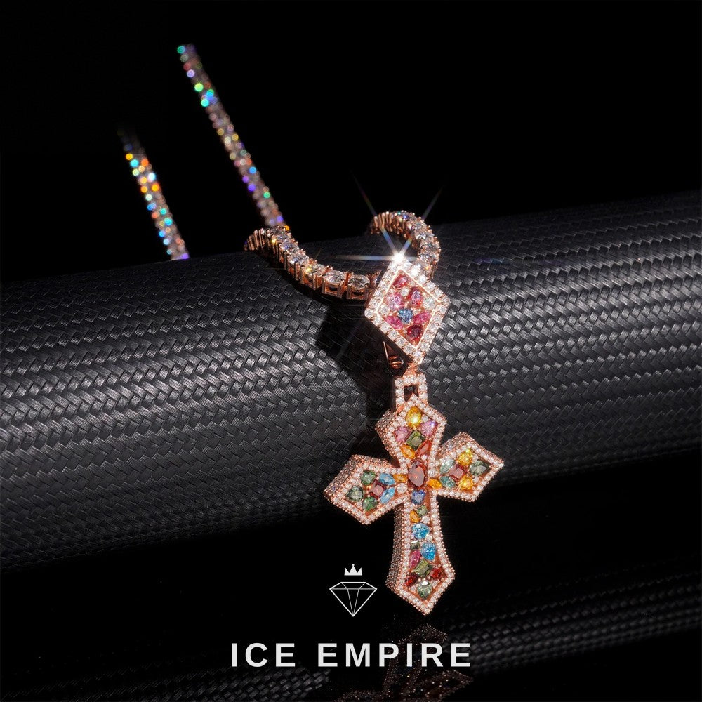 Iced Out Cluster Rose Gold Plated Pendant