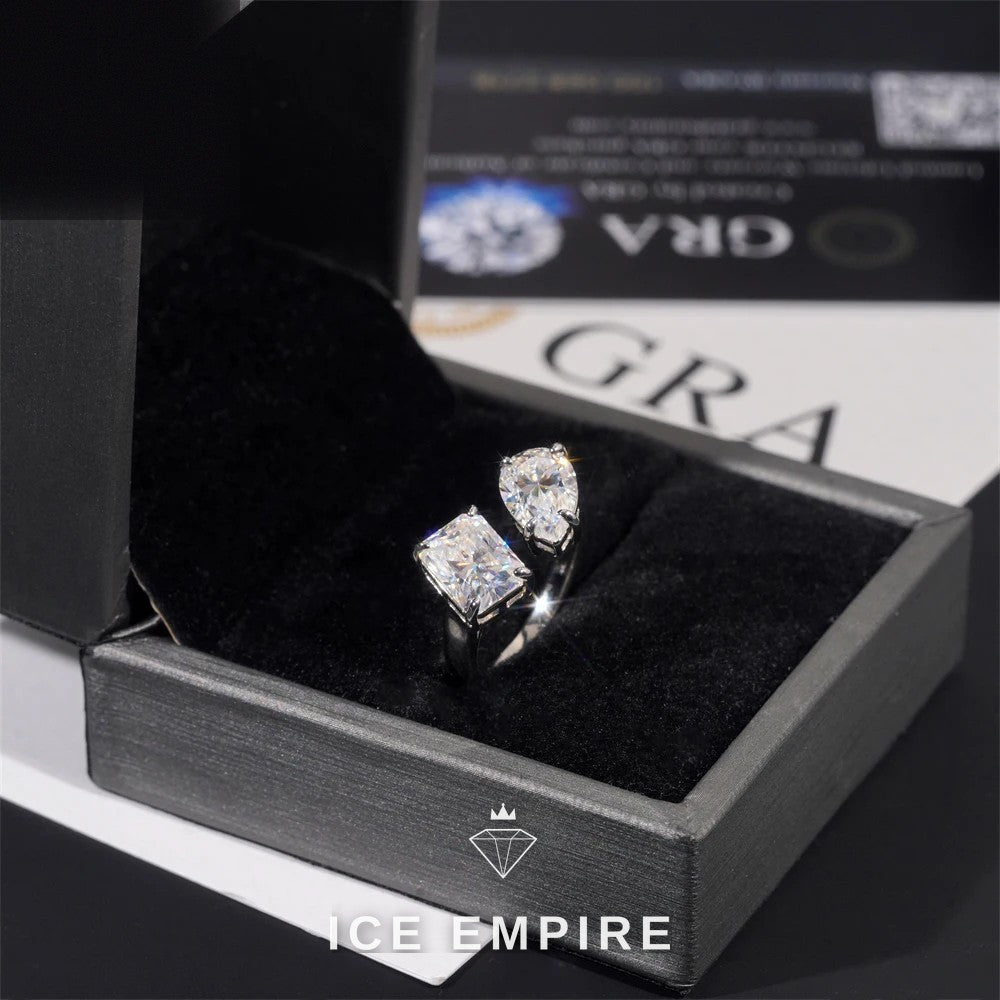 Iced Out 925 Silver Moissanite Engagement Ring