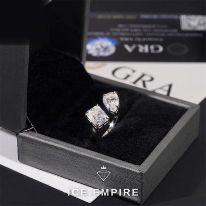 Iced Out 925 Silver Moissanite Engagement Ring