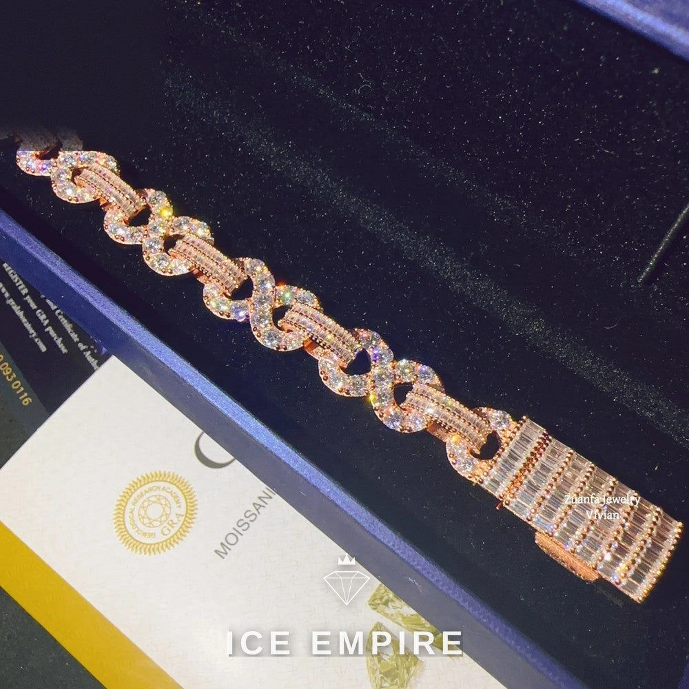 Iced Out Rose Gold Plated Moissanite Cuban Chain