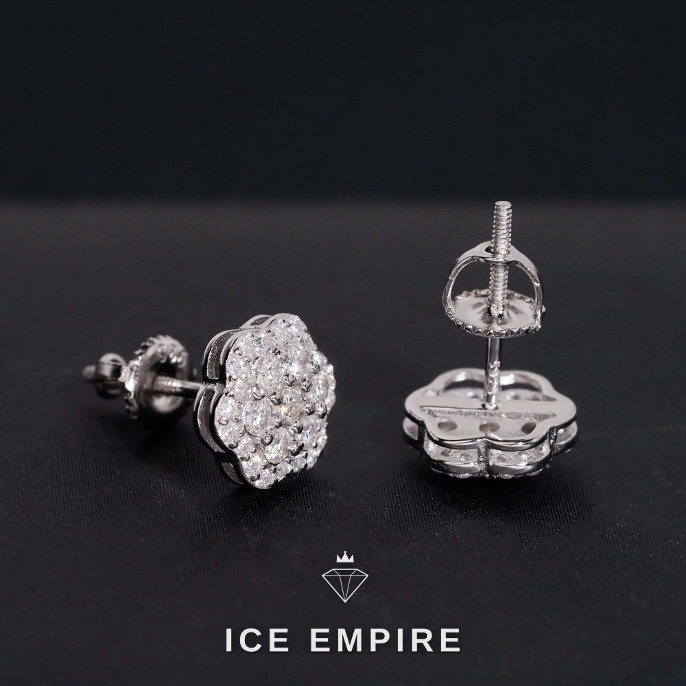 Iced Out 14K Gold Moissanite Stud Earrings