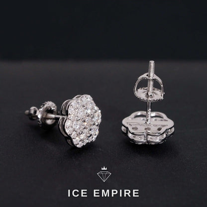 Iced Out 14K Gold Moissanite Stud Earrings