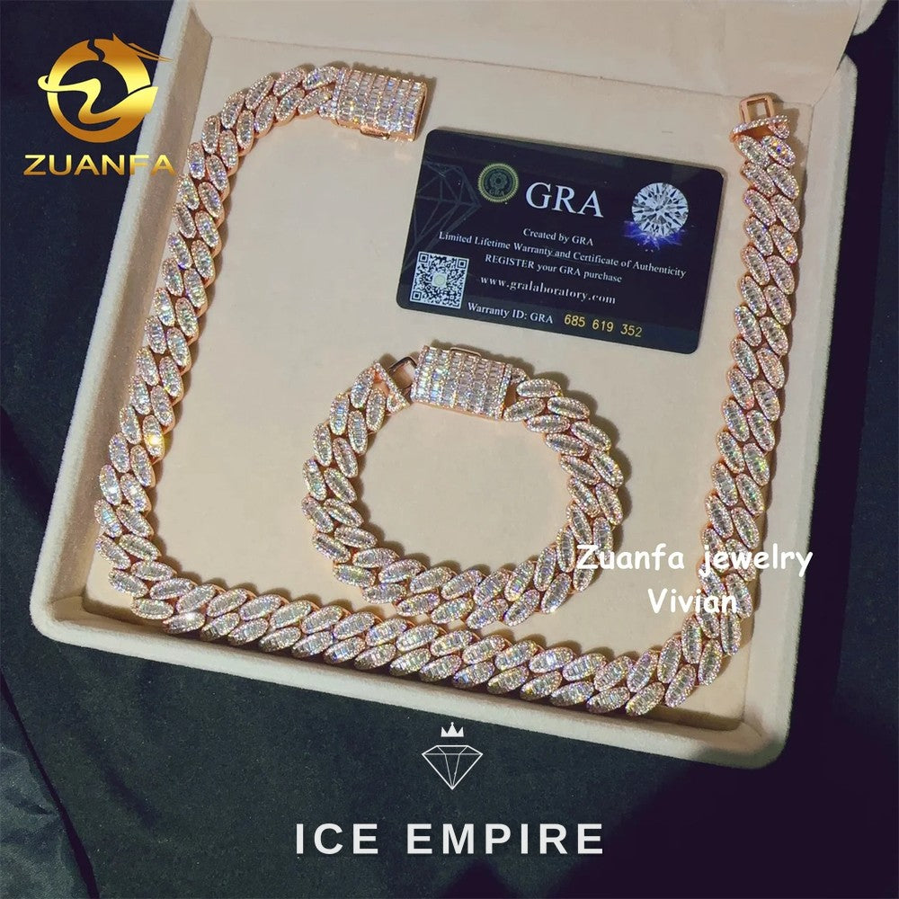 Iced Out Rose Gold Plated Moissanite Cuban Chain