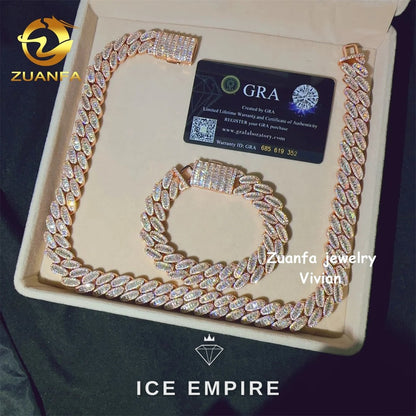 Iced Out Rose Gold Plated Moissanite Cuban Chain