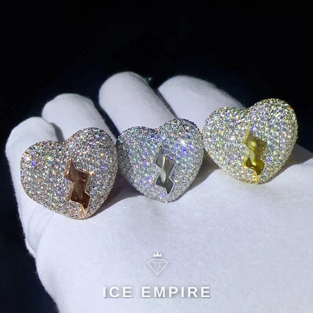 Iced Out Heart Gold Plated Moissanite Ring