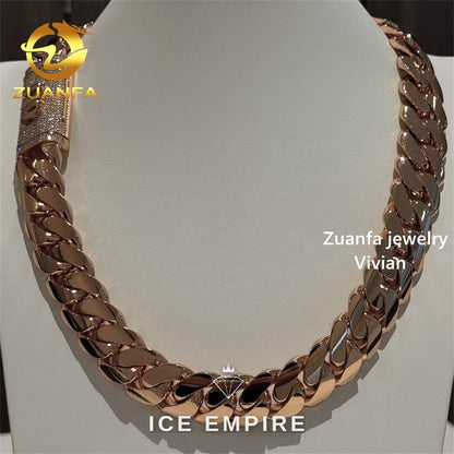 Iced Out Rose Gold Plated Moissanite Cuban Chain