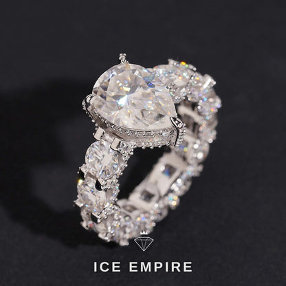 Iced Out 925 Silver Moissanite Engagement Ring